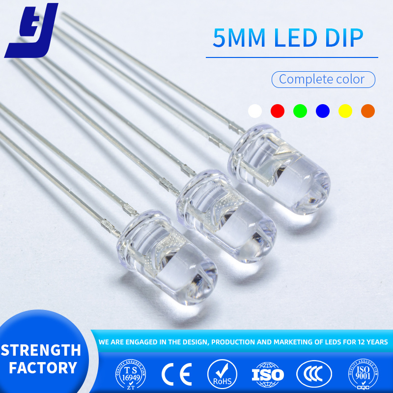 Factory supply 5mm led diode water clear round head 5mm dip led