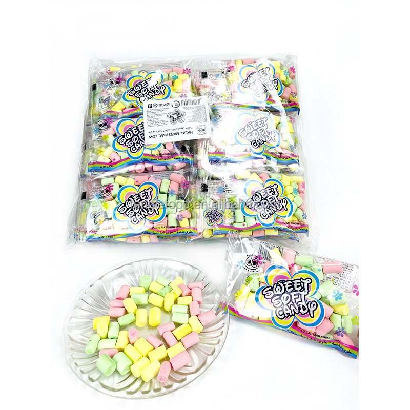 High Quality Cotton Candy Sweet Mixed Fruit Flavor Colorful Mini Chalk Shape Marshmallow Candy