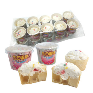 birthday cake shape halal marshmallow candy cup colorful sweet cotton candy