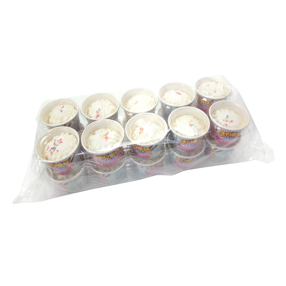 birthday cake shape halal marshmallow candy cup colorful sweet cotton candy