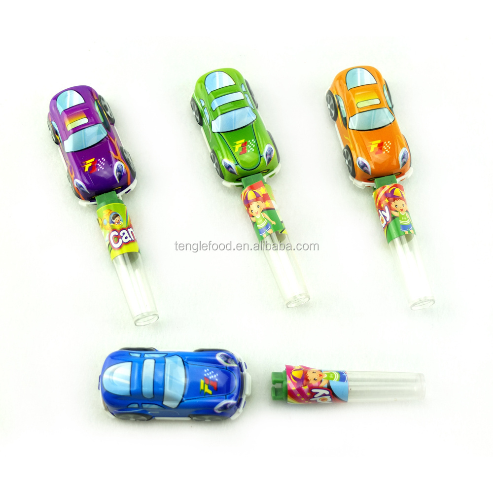 Hot selling toy candy bonbons in tube mini cartoon toy car with candy