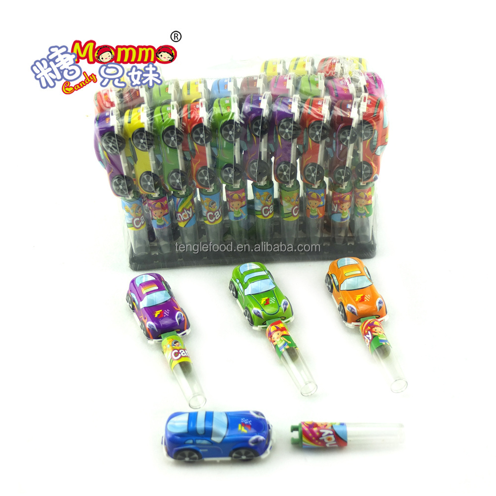 Hot selling toy candy bonbons in tube mini cartoon toy car with candy