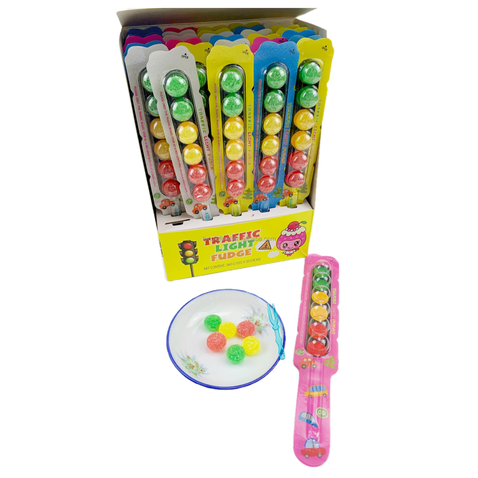 halal Multi-color traffic light soft candy jelly lollipop for kids