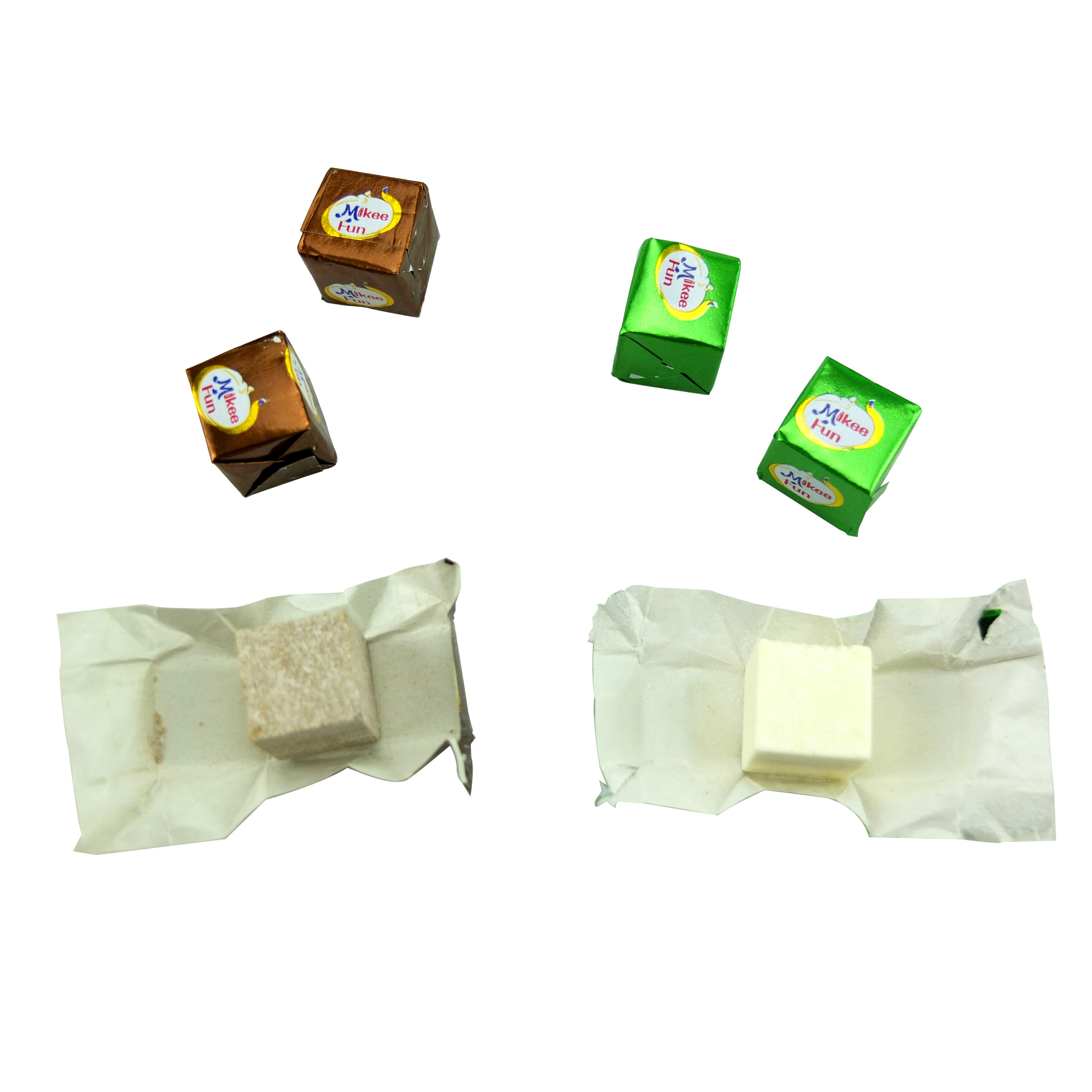 Jar packing 2.75g milk flavor and chocolate flavor mini cube press candy