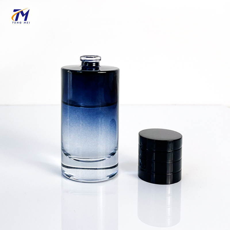 Wholesale Luxury ladies 30ml 50ml 100ml personalized Gradient Blue skin care glass perfume bottle with cap