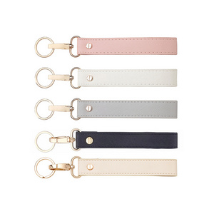 High quality saffiano pu leather custom keychain car keychain wristlet keychain