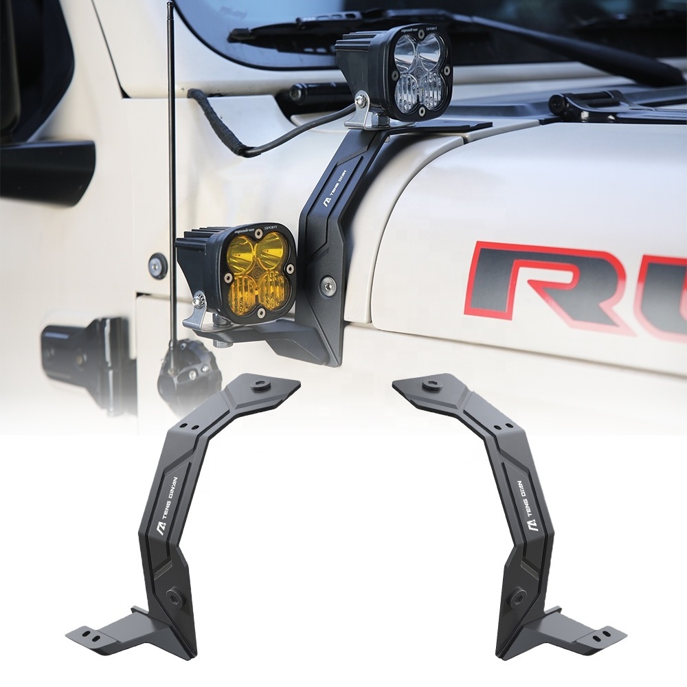 Aluminum Light Mount Brackets Dual A-Pillar Lamp Holder Windshield Light Mount for Jeep Wrangler 18-22 JL Gladiator JT