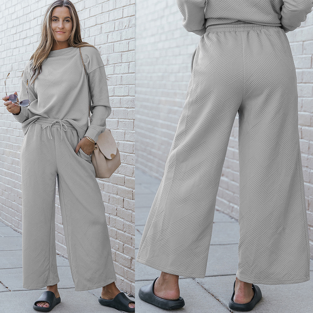 Women Outfits Wholesale Lounge Wear Loose Textured Two Piece Casual Loungewear