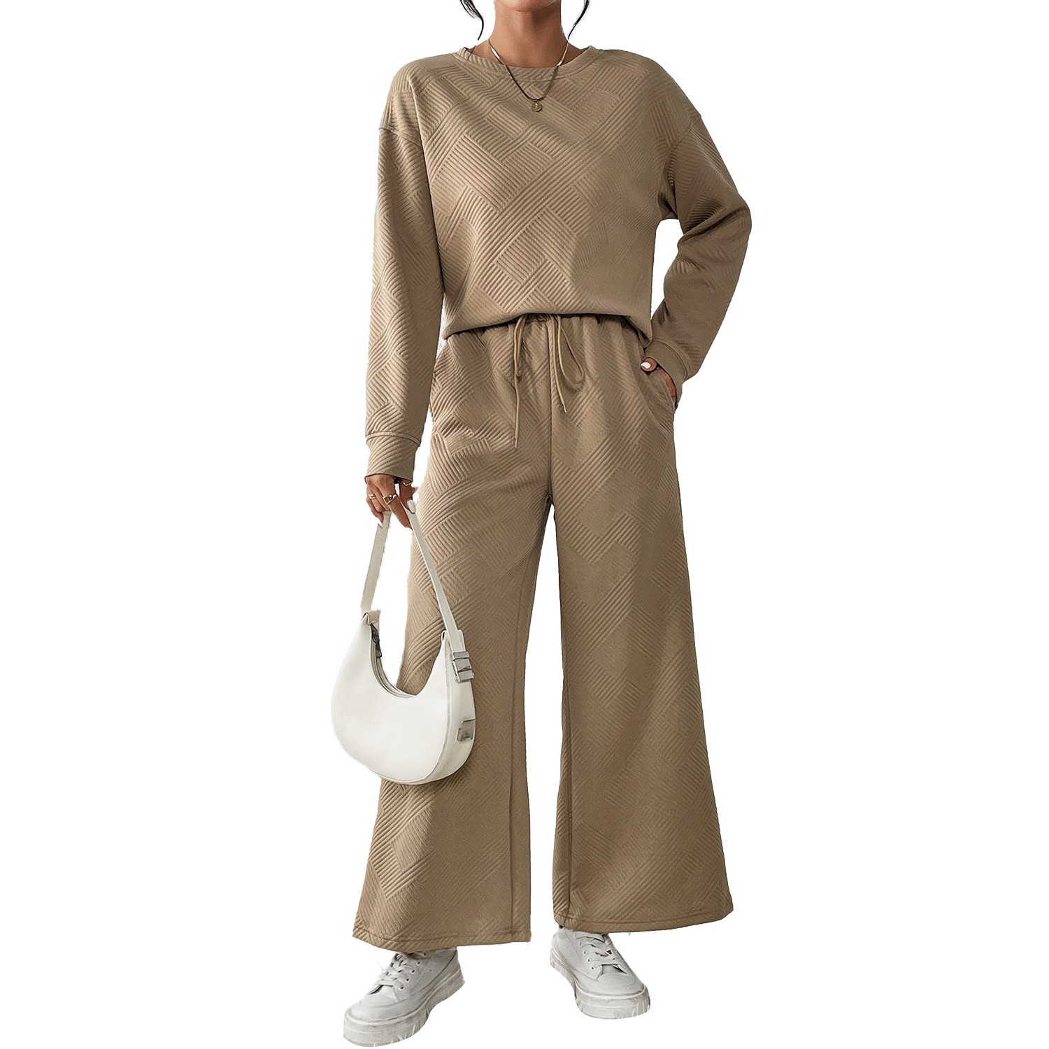 Women Outfits Wholesale Lounge Wear Loose Textured Two Piece Casual Loungewear