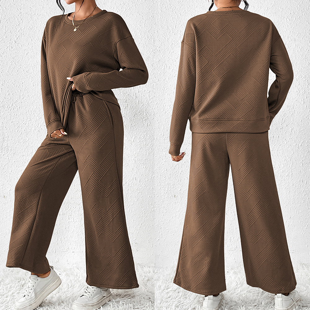 Women Outfits Wholesale Lounge Wear Loose Textured Two Piece Casual Loungewear