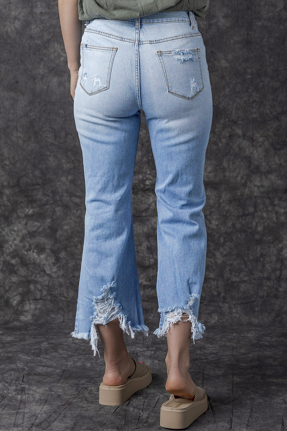 Private Label Fashion Clothes Ripped Denim Pants Heavy Destroyed Jeans Women