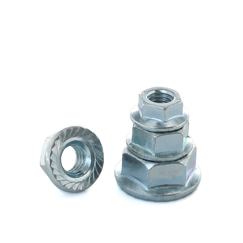 hot sale High tension din6923 Galvanized carbon steel self locking serrated hex flange nut