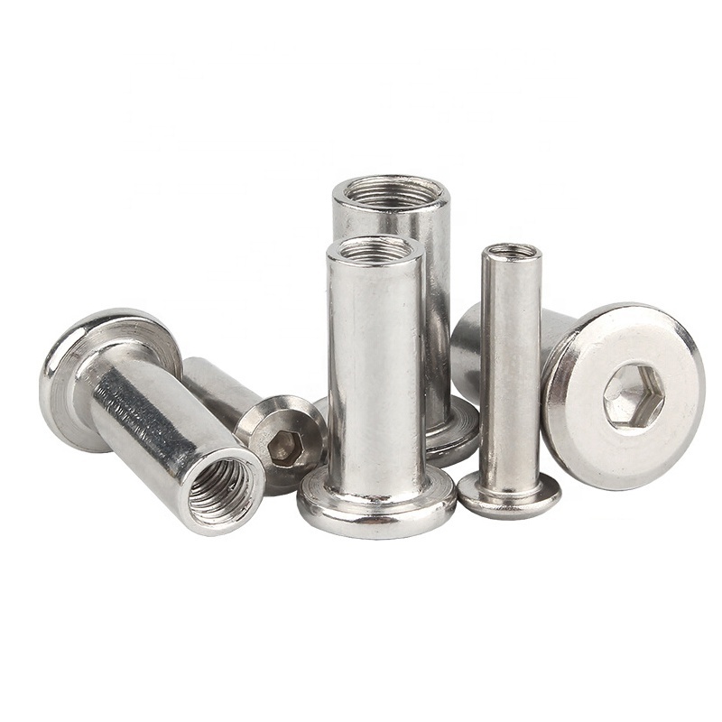 M6 M8 Stainless Steel Flat Hex Hexagon Socket Head Furniture Rivet Connector Insert Joint Sleeve Cap Nut