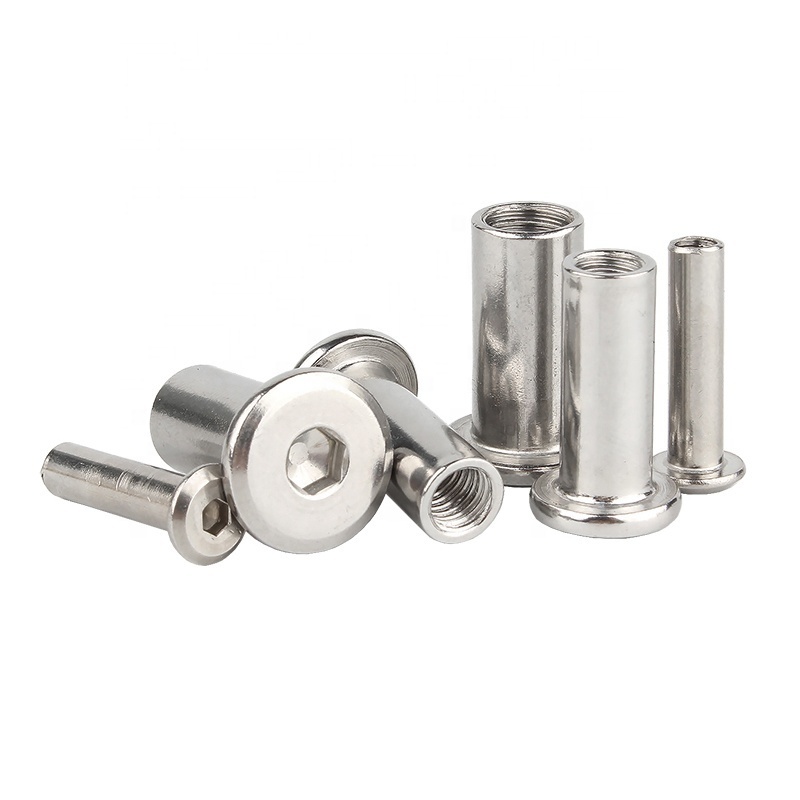 M6 M8 Stainless Steel Flat Hex Hexagon Socket Head Furniture Rivet Connector Insert Joint Sleeve Cap Nut