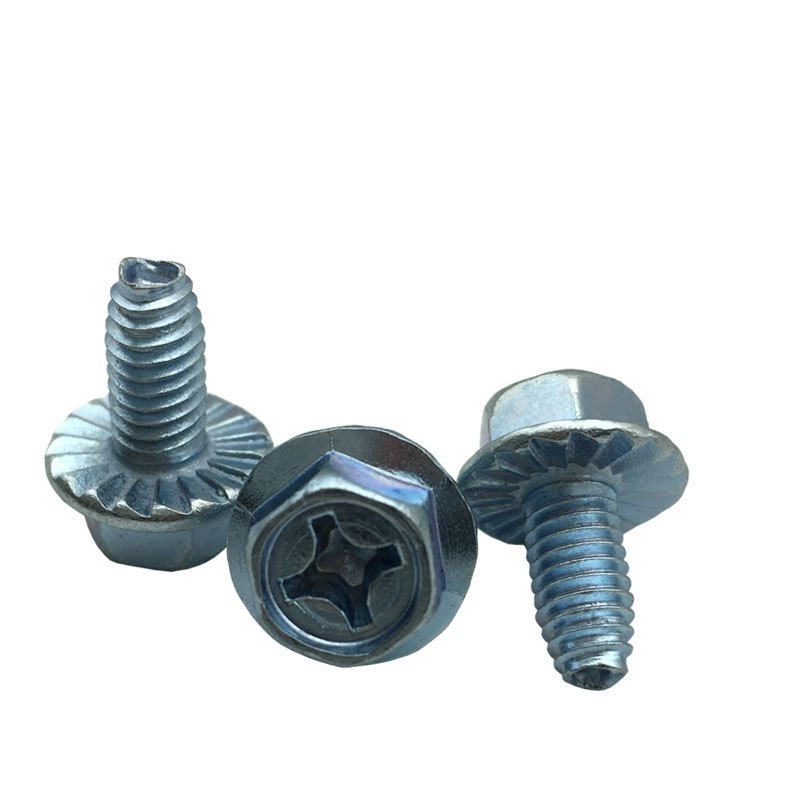 Supplier customized Cross recessed hexagon washer head triangular tooth lock hex flange screw