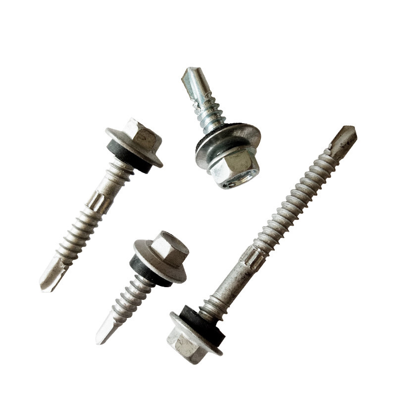 Metal steel galvanized hex washer flange head roofing self drilling screw for sheet with gray epdm washer