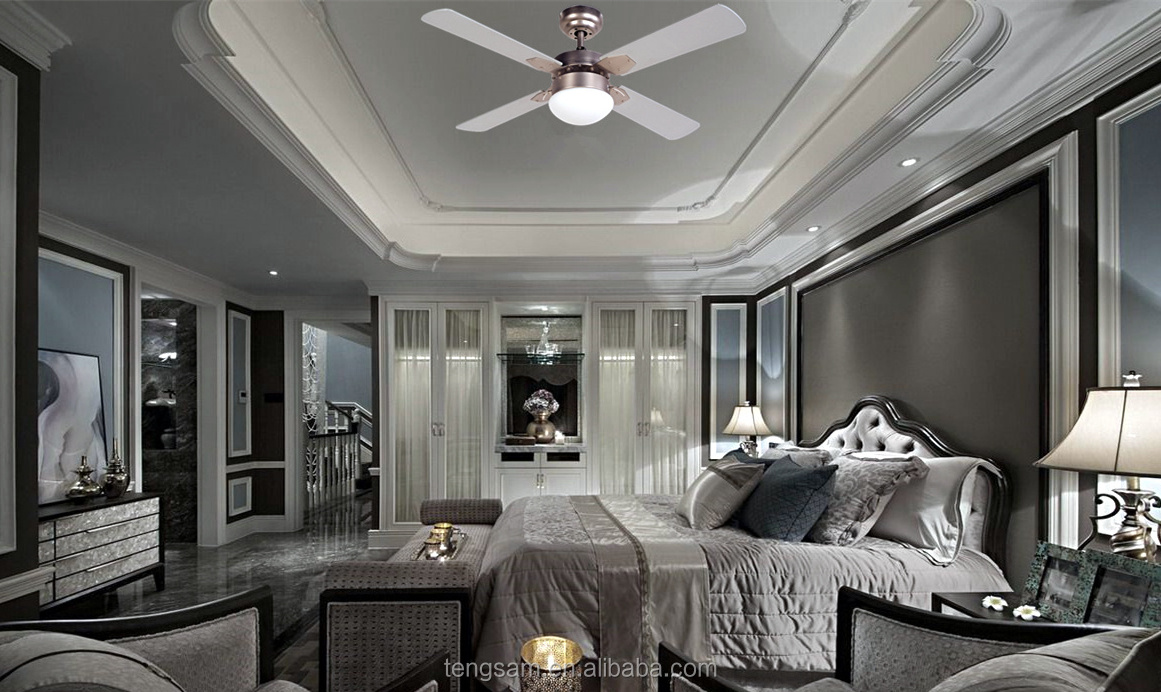 42 inch  Style Air Cooling Fan Decorative Brushed Nickel Ceiling Fan Light with 4 MDF Blades, include Pull Chain Control