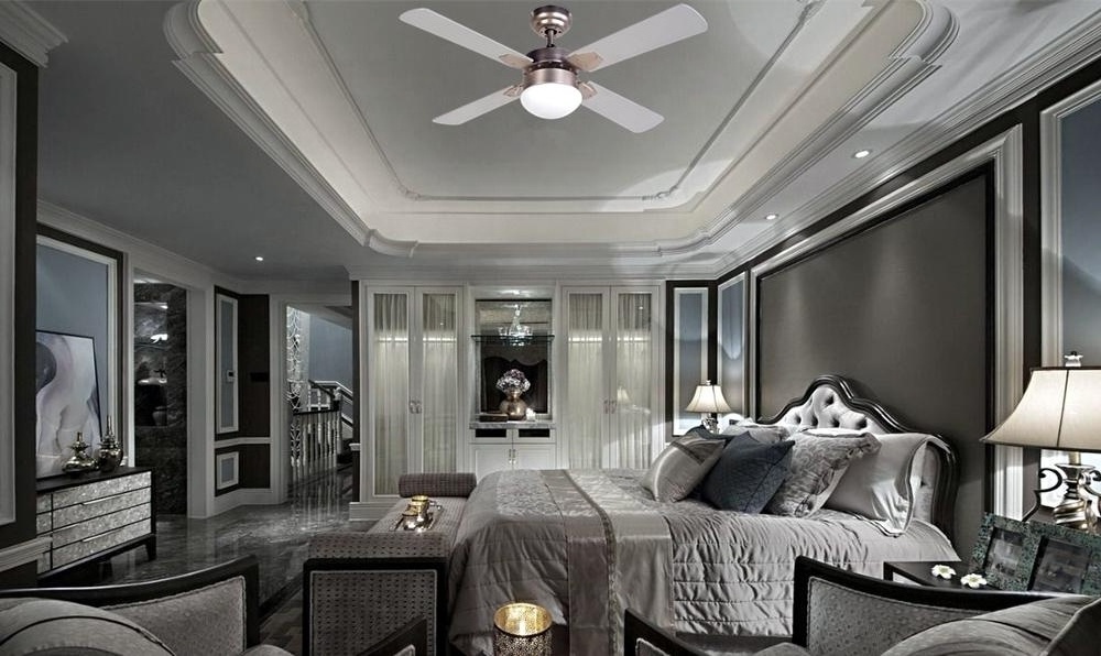 42 inch  Style Air Cooling Fan Decorative Brushed Nickel Ceiling Fan Light with 4 MDF Blades, include Pull Chain Control