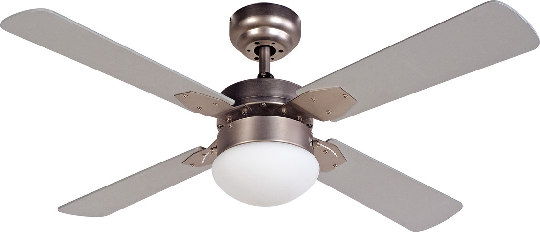 42 inch  Style Air Cooling Fan Decorative Brushed Nickel Ceiling Fan Light with 4 MDF Blades, include Pull Chain Control