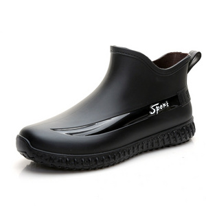 Short Tube Men's Rain Shoes Fishing Water Shoes 2024 New Men's Fleece-lined Rubber Shoes Rain Boots