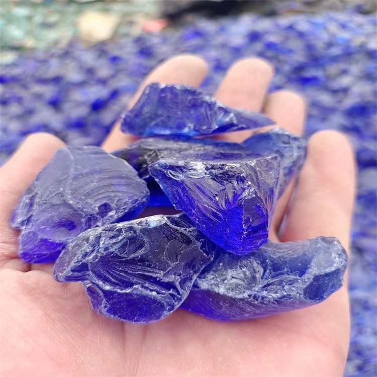 Colored Glass rocks ornamental slag glass rockcrushed blue fire pit glass rocks