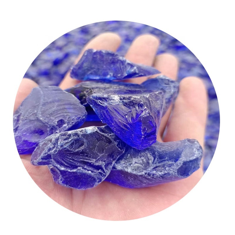 Colored Glass rocks ornamental slag glass rockcrushed blue fire pit glass rocks