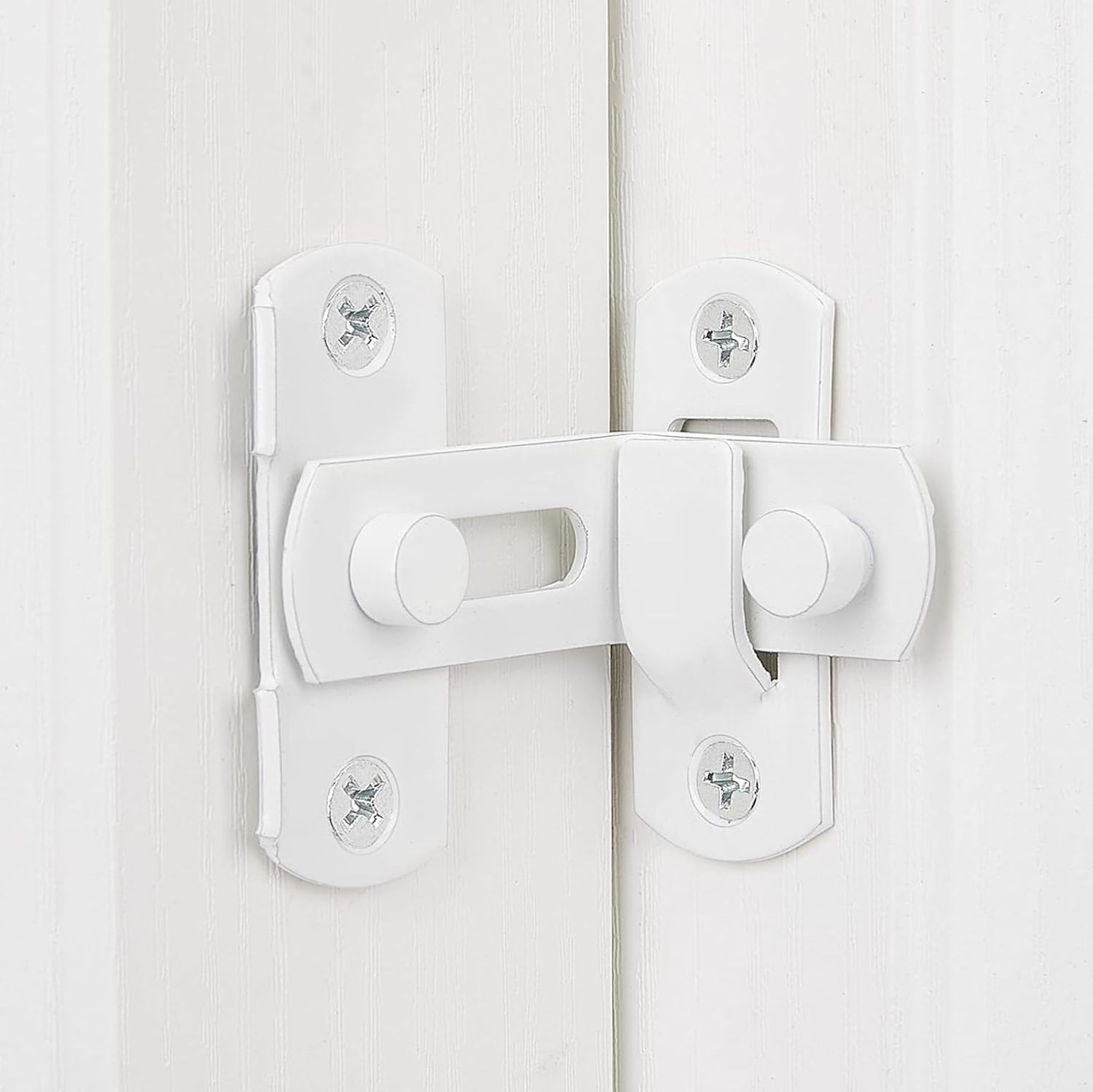 90 180 Degree White Flip Barn Door Lock,Protect Privacy-Security Gate Latch,Hook Lock Latch for Barn,Sliding Door Antique Lock