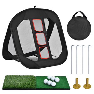 Wholesales Pop Up Indoor Outdoor Golf Chipping Net with Hitting Mat for Swing Practice