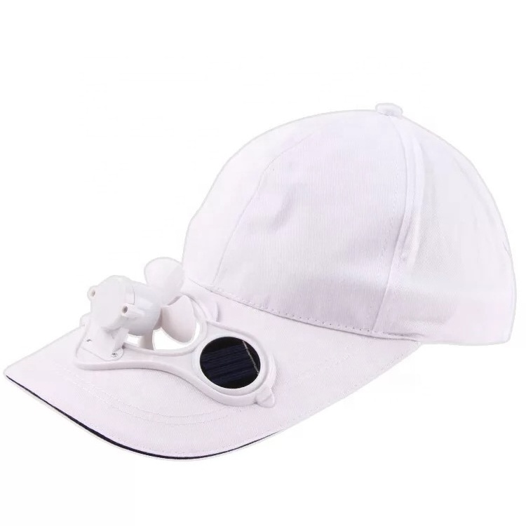 wholesale custom  fan cap 6 panel sport cap with solar powered fan