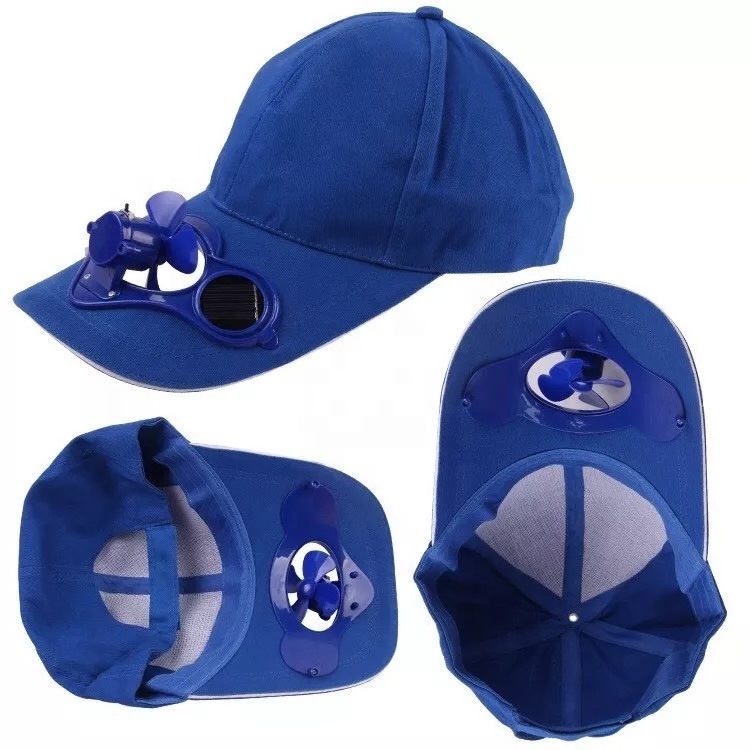 wholesale custom  fan cap 6 panel sport cap with solar powered fan