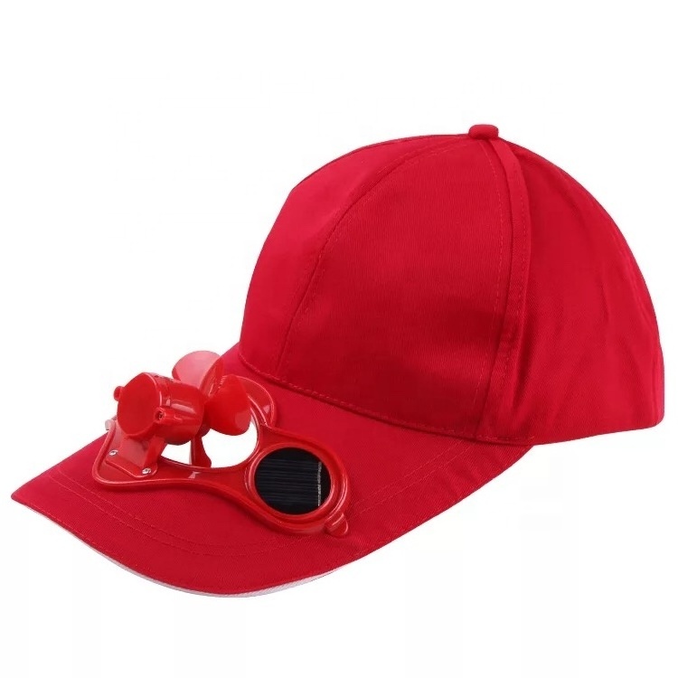 wholesale custom  fan cap 6 panel sport cap with solar powered fan