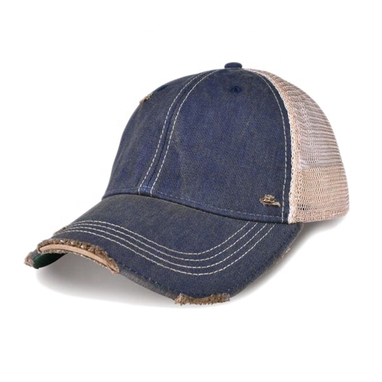 headmost distressed decaying wash mesh cap denim mesh trucker cap adjustable size