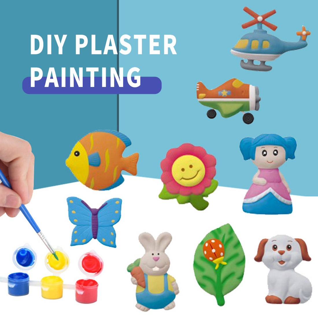 Diy Funny Animal Dinosaur Plaster Figurines Set Gypsum Model Coloring Graffiti Toys Painting Kits for Kids