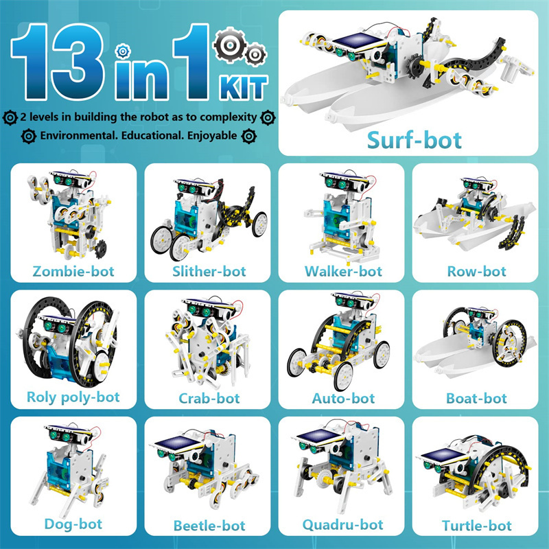 13-in-1 Solar Robot Toys DIY Building Science Experiment Kit For Kids Assembling Education Toy