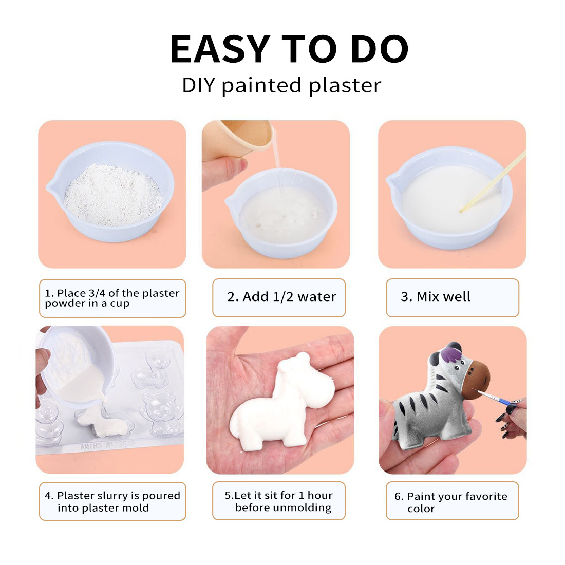 Diy Funny Animal Dinosaur Plaster Figurines Set Gypsum Model Coloring Graffiti Toys Painting Kits for Kids