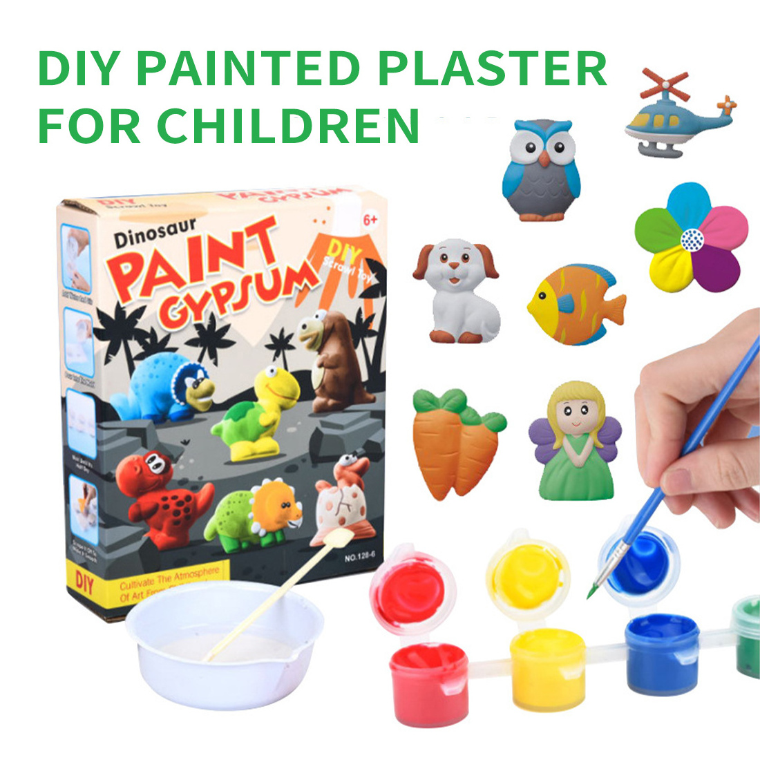 Diy Funny Animal Dinosaur Plaster Figurines Set Gypsum Model Coloring Graffiti Toys Painting Kits for Kids