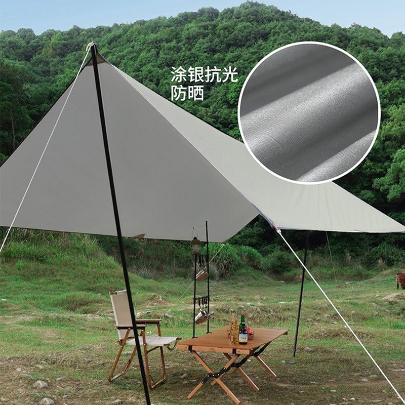 Outdoor hexagonal square silver rubber canopy tent coated with silver canopy sunscreen camping picnic camping sunshade