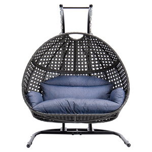 Double Seats Hanging Leisure Patio PE Rattan Wicker Swing Egg Chair