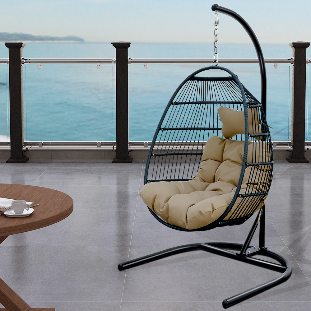 Garden Egg Shape PE Rattan Hanging Chair Outdoor Furniture Patio Swings