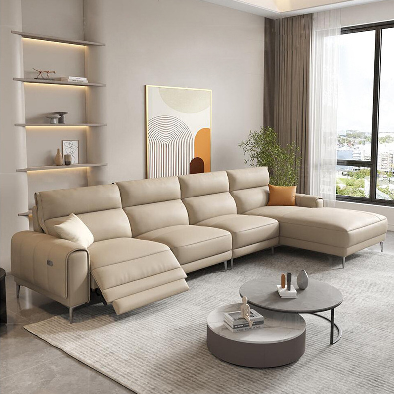 Luxury Sofa furniture set Italian sectional sofa leather cover metal legs wood frame recliner reclining living room sofas