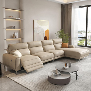 Luxury Sofa furniture set Italian sectional sofa leather cover metal legs wood frame recliner reclining living room sofas