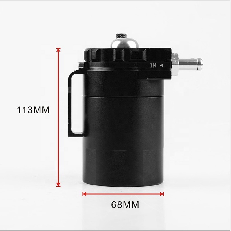 Aluminum  Oil Catch Can Reservoir Tank Black Polish Baffled with Air Filter