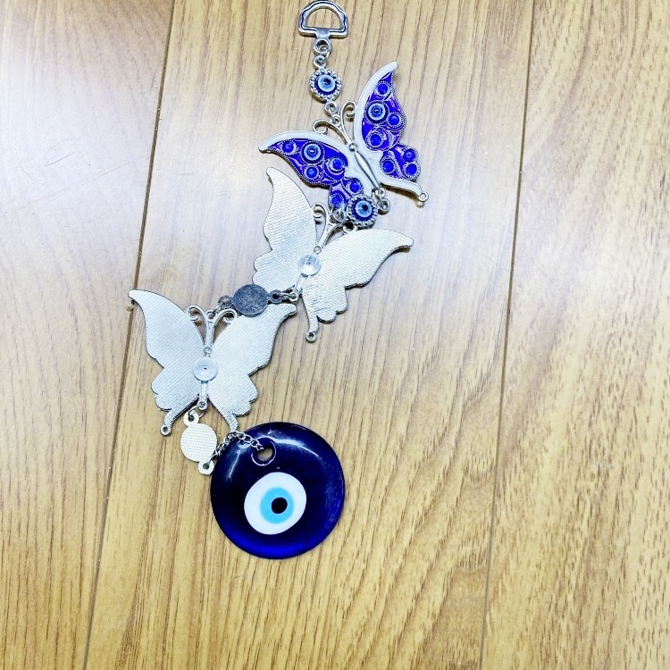 Turkish Eye Ornament Blue Glass Evil Eye Pendant Amulet  3 Butterfly Bag Car Accessories Wall Hanging Decor