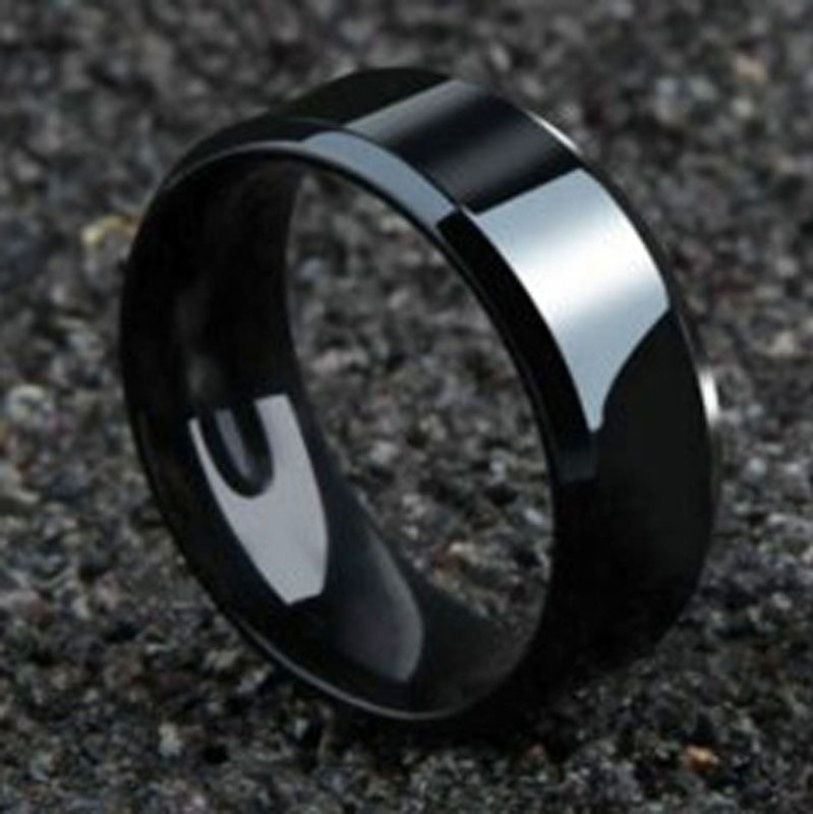 Simple Design 8mm Titanium Stainless Steel Unisex Mens Rings