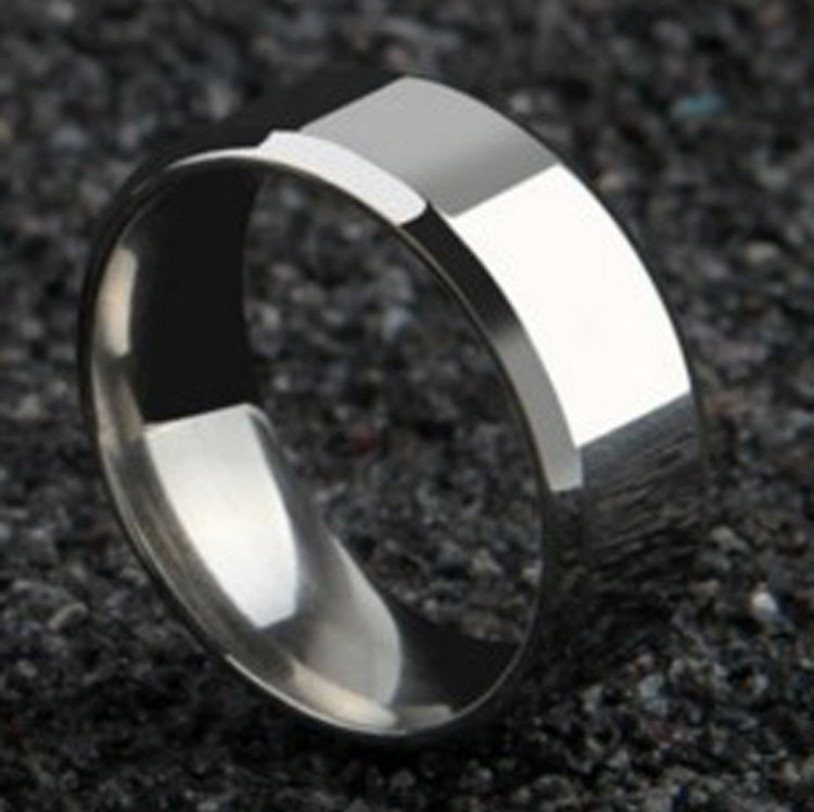 Simple Design 8mm Titanium Stainless Steel Unisex Mens Rings