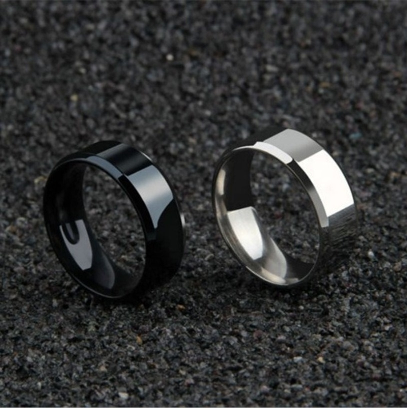 Simple Design 8mm Titanium Stainless Steel Unisex Mens Rings