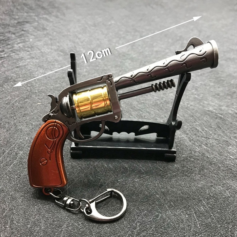 Promotion Gift 12cm Revolver Pistol Model Metal Gun Keychain