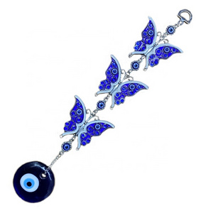 Turkish Eye Ornament Blue Glass Evil Eye Pendant Amulet  3 Butterfly Bag Car Accessories Wall Hanging Decor