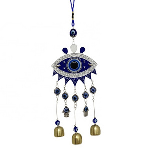 Wholesale Metal Ornament blue eye Pendant Door Bell Charm Turkish Evil Eye Wall blue eye Hanging Home Decor