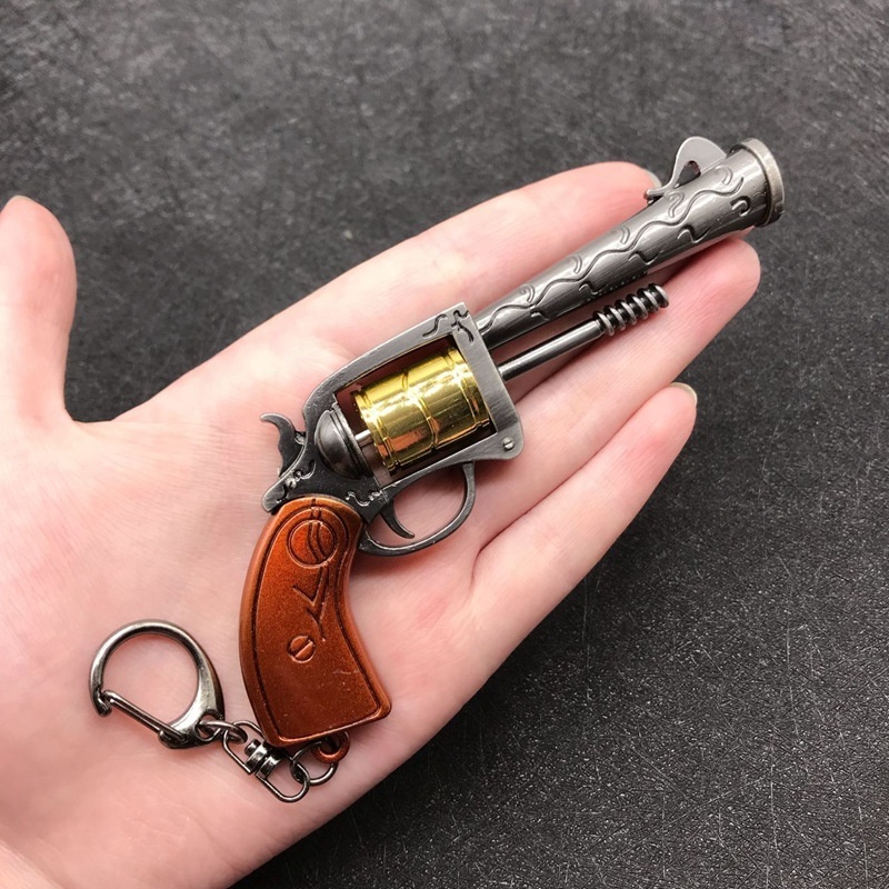 Promotion Gift 12cm Revolver Pistol Model Metal Gun Keychain